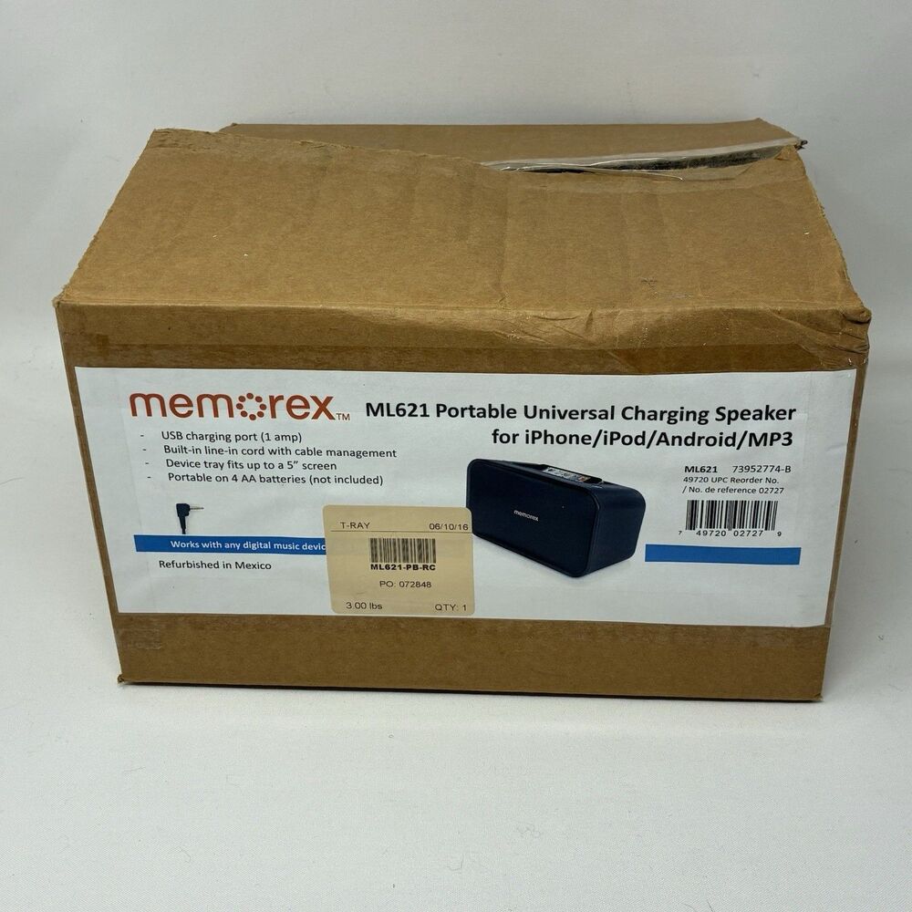Qty 2 Memorex ML621 Universal Charging Portable Speaker Full Stereo Sound Black